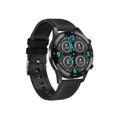 (Devalorizat) Safako SWP95 BT, ceas inteligent, negru - curea silicon cu învelis piele neagră