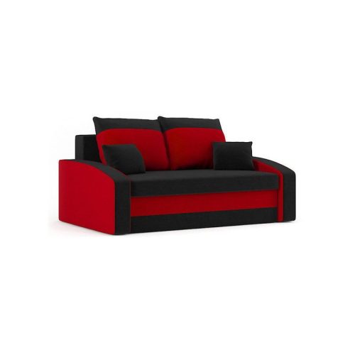 HEWLET canapea extensibilă, țesătură normală, culoare - negru / roșu
