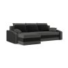 HEWLET canapea colțar extensibil, latură universală, țesătură PRO, cu arcuri bonell, culoare - gri / negru