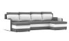 MILTON III canapea colțar extensibil, formă U, țesătură normală, umplere spumă, culoare - gri / alb