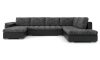 VEGAS canapea colțar extensibil, formă U, 315x190 cm, dreapta, culoare - cenușiu / negru