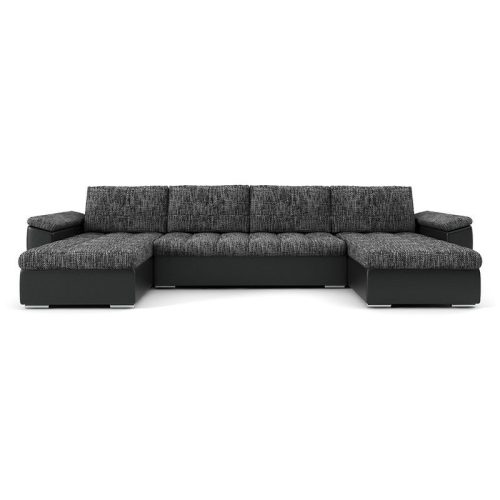 VEGAS canapea colțar extensibil, formă U, 320x160 cm, culoare - cenușiu / negru