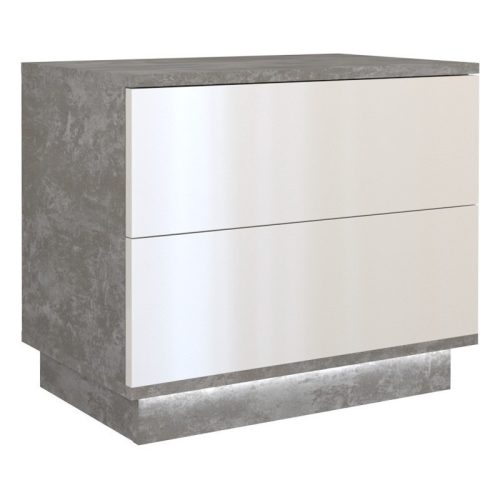 Thirassia S2, noptiera, culoare beton - alb lucios