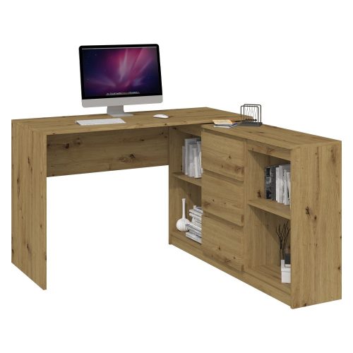 Shannan Plus 2D3S, masă birou cu dulap, stejar