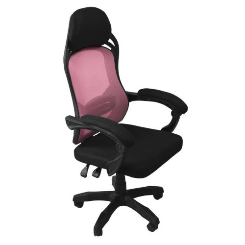 Oscar, scaun de birou pivotant, țesătură plasă, negru - roz