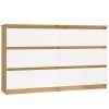 Shandro M6 120 dulap cu sertare, 120x75x30 cm, stejar-alb 