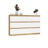 Shandro M6 120 dulap cu sertare, 120x75x30 cm, stejar-alb 