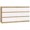 Shandro M6 140 dulap cu sertare, 138x75x40 cm, stejar-alb 