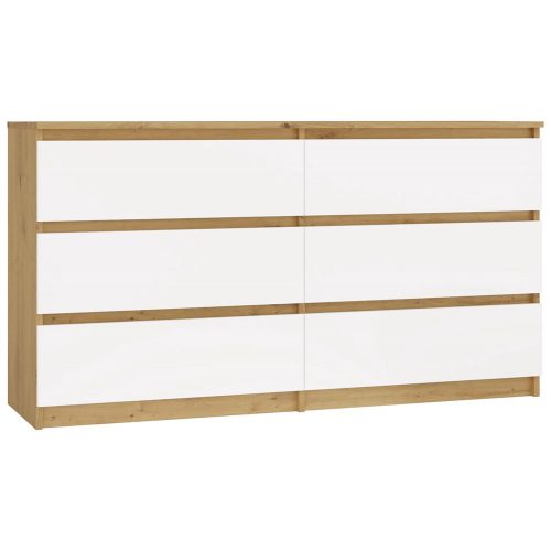 Shandro M6 140 dulap cu sertare, 138x75x40 cm, stejar-alb 