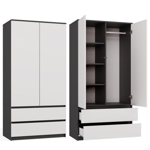 Rialto SS-90 dulap garderobă, 90x180x50 cm, antracit-alb 