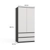 Rialto SS-90 dulap garderobă, 90x180x50 cm, antracit-alb 