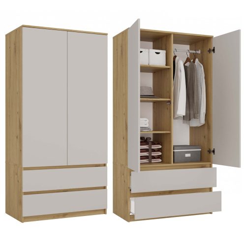 Kashan SS-90 dulap garderobă, 90x180x80 cm, stejar-casmir 