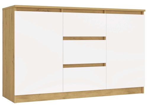 Shandro 2D3S dulap cu sertare, 120x75x40 cm, stejar-alb 