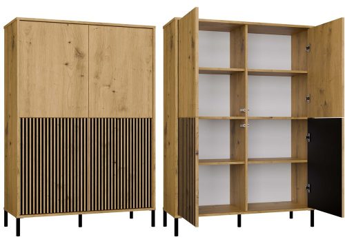 Shannan KAMARO 4DK/SLIM dulap cu rafturi, 103,5x147,5x40 cm, stejar 