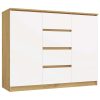 Shandro 2D4S comoda, 120x97x40 cm, stejar-alb 