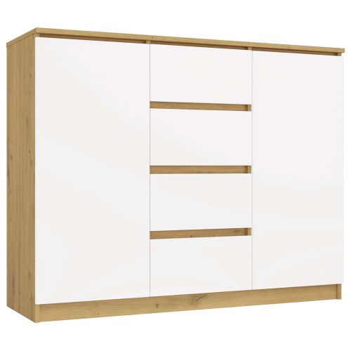 Shandro 2D4S comoda, 120x97x40 cm, stejar-alb 