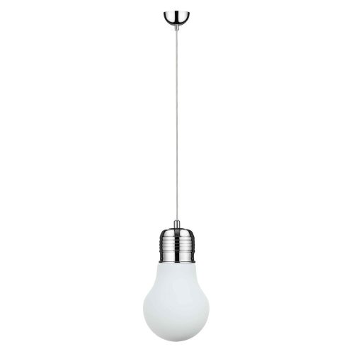 Bulb, lampă suspendată, dulie E27, 1 bec, 60W crom-transparent-alb