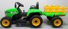 Tractor electric pentru copii cu remorcă, verde