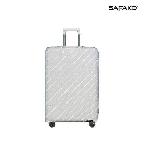 BP-B2L husă protectoare pentru valiză - alb cu dungi - L - valiză mijlocie